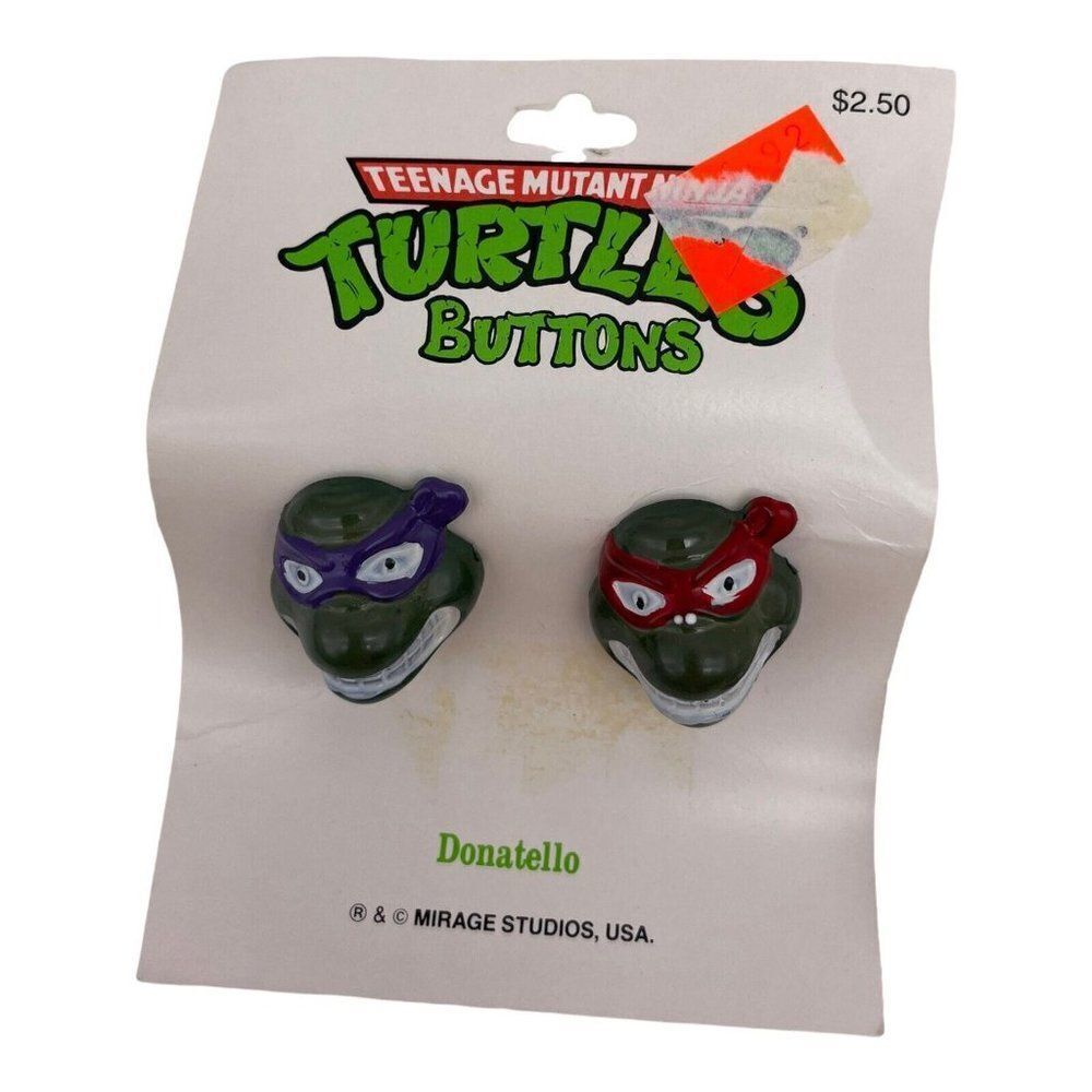Vintage Teenage Mutant Ninja Turtle Sew on Button Sewing TMNT Complete Set NOS - Picture 2 of 8